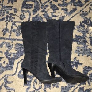 Tall Navy Boots with Side Detailing